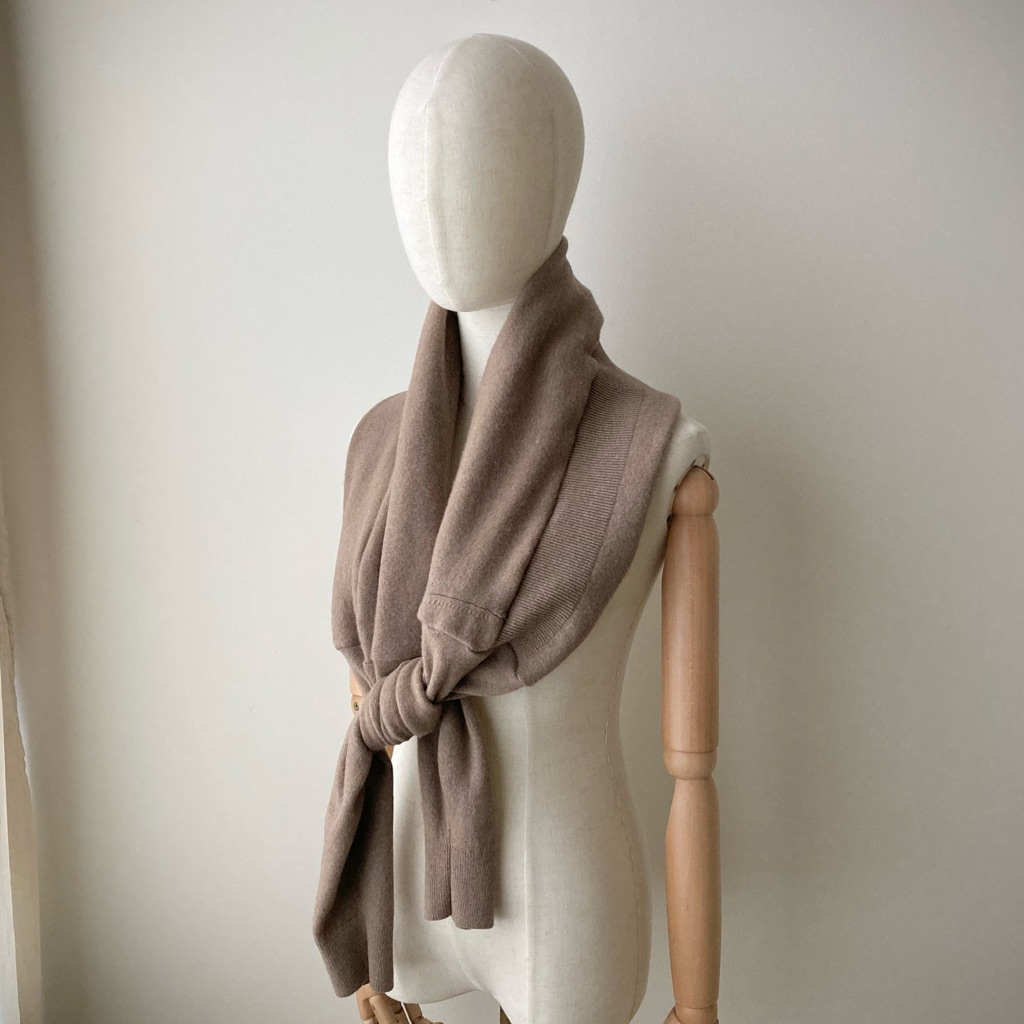Joodito 100% Cashmere Sweater Wrap Scarf Japanese Boro Long Muffler Beige Tan